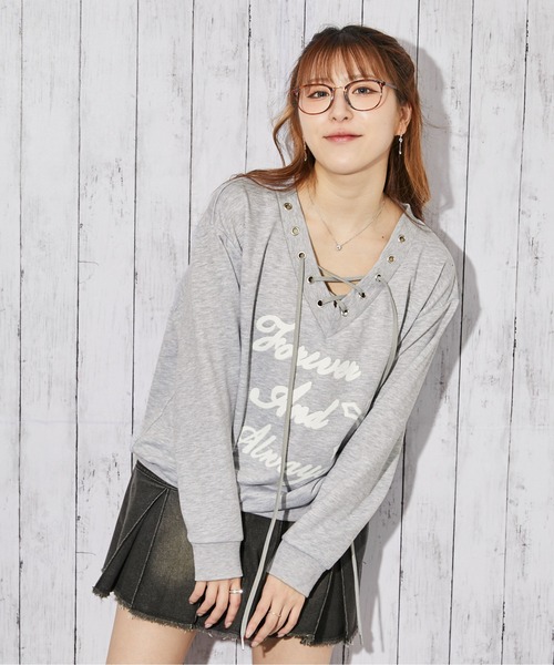 GORGE(ゴージ)の「《編み上げデザイン×裏毛素材》トレーナー/秋冬春/全3色(スウェット・レディース・オフホワイト/グレー/ネイビー・F)」の12枚目の写真