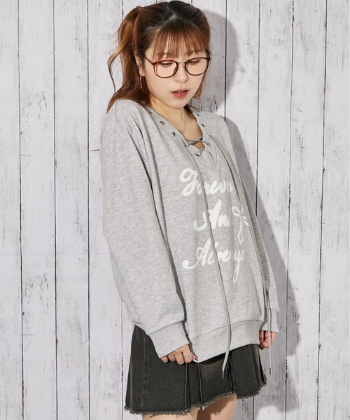 GORGE(ゴージ)の「《編み上げデザイン×裏毛素材》トレーナー/秋冬春/全3色(スウェット・レディース・オフホワイト/グレー/ネイビー・F)」の13枚目の写真