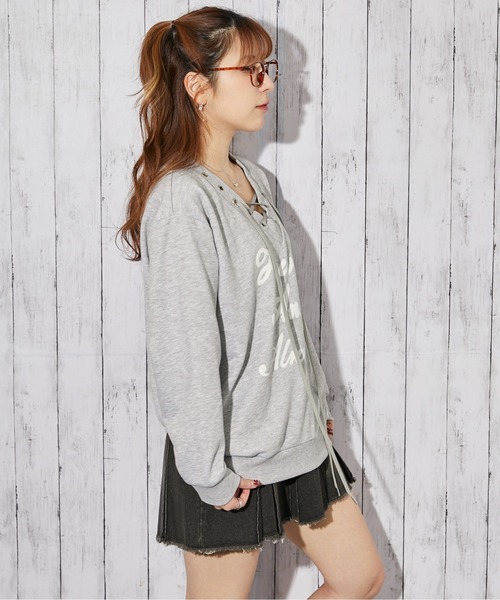 GORGE(ゴージ)の「《編み上げデザイン×裏毛素材》トレーナー/秋冬春/全3色(スウェット・レディース・オフホワイト/グレー/ネイビー・F)」の14枚目の写真