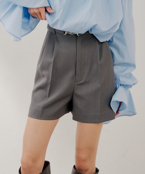 BPN ベルト付きハーフパンツ セール】【SALON by Chico】ウエスト金具ベルト付きハーフパンツ