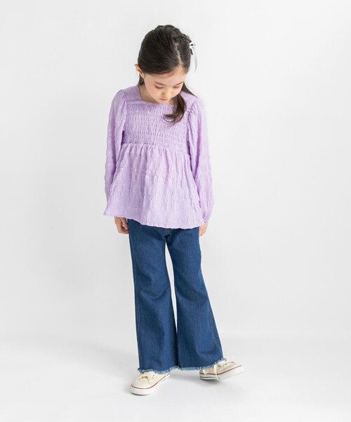 BRANSHES（ブランシェス）の「【プチレディ】シャーリングチュニック（シャツ/ブラウス・キッズ・ラベンダー/ブラック・140/120/100/150/130/110）」の4枚目の写真