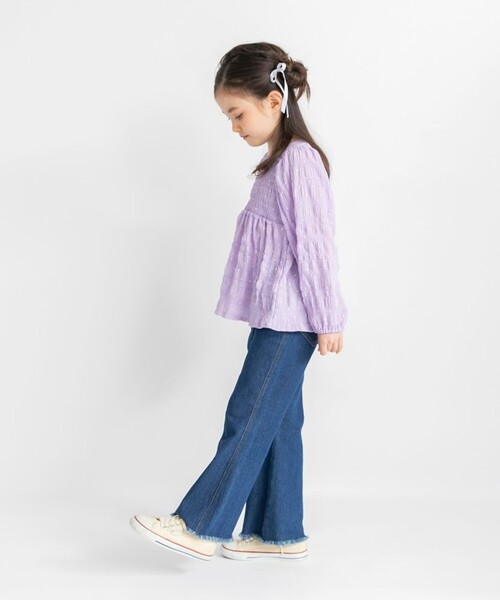 BRANSHES（ブランシェス）の「【プチレディ】シャーリングチュニック（シャツ/ブラウス・キッズ・ラベンダー/ブラック・140/120/100/150/130/110）」の5枚目の写真