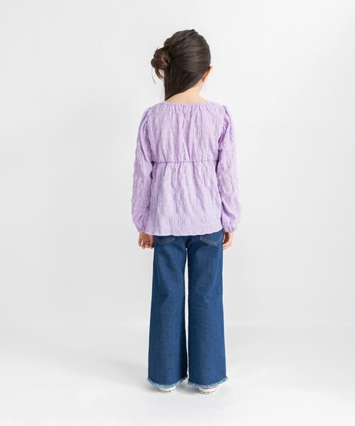 BRANSHES（ブランシェス）の「【プチレディ】シャーリングチュニック（シャツ/ブラウス・キッズ・ラベンダー/ブラック・140/120/100/150/130/110）」の7枚目の写真