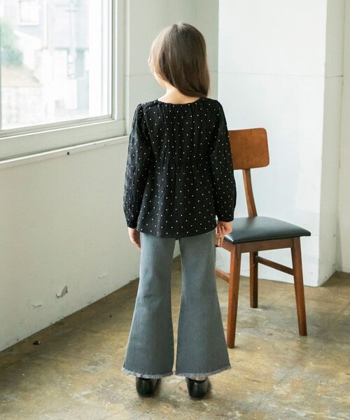 BRANSHES（ブランシェス）の「【プチレディ】シャーリングチュニック（シャツ/ブラウス・キッズ・ラベンダー/ブラック・140/120/100/150/130/110）」の14枚目の写真