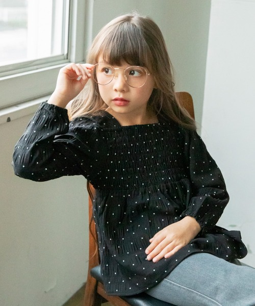 BRANSHES（ブランシェス）の「【プチレディ】シャーリングチュニック（シャツ/ブラウス・キッズ・ラベンダー/ブラック・140/120/100/150/130/110）」の18枚目の写真