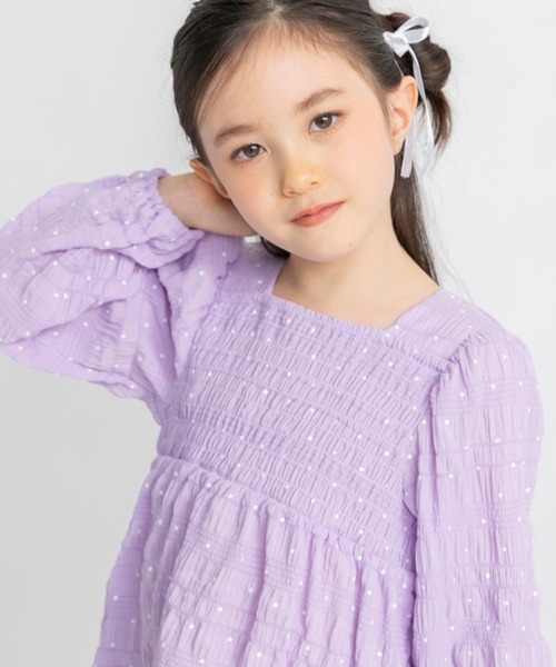 BRANSHES（ブランシェス）の「【プチレディ】シャーリングチュニック（シャツ/ブラウス・キッズ・ラベンダー/ブラック・140/120/100/150/130/110）」の17枚目の写真