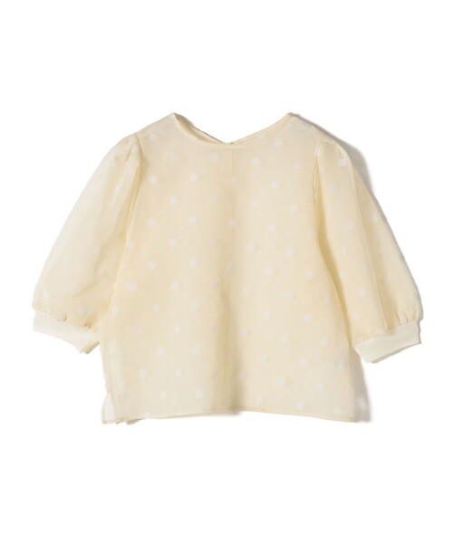 SHIPS Colors(シップス カラーズ)の「SHIPS Colors:〈手洗い可能〉シアー フロッキー ドット 5分袖 ブラウス◇(シャツ/ブラウス・レディース・オフホワイト/ブラック・ONE SIZE)」の4枚目の写真