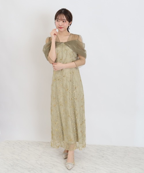 ASTORIA ODIER(アストリアオディール)の「チュールドレープスパンコールドレス(ドレス・レディース・ミント/イエロー・MEDIUM)」の3枚目の写真