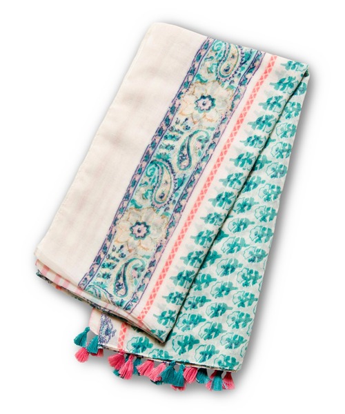 OSMOSIS（オズモーシス）の「タッセルヘムプリントストール（ストール/ショール・レディース・イエロー/ライトパープル/ピンク・ONE SIZE）」の3枚目の写真