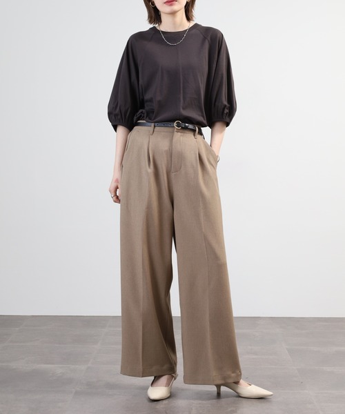 OMNES(オムネス)の「汗じみ防止UV 袖ボリューム半袖プルオーバーTシャツ(Tシャツ/カットソー・レディース・サックスブルー/ベージュ/ブラック/ホワイト・FREE)」の16枚目の写真