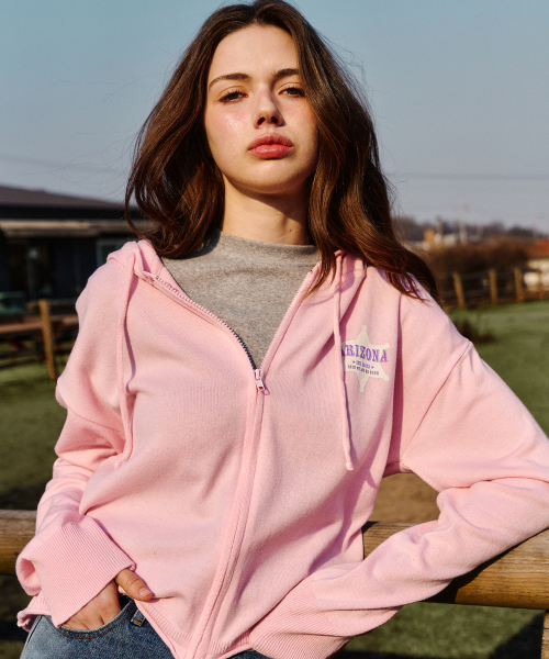 ERER(エルエル)の「Hooded Knit Zip-Up Pink(パーカー・レディース・PINK・F)」の3枚目の写真