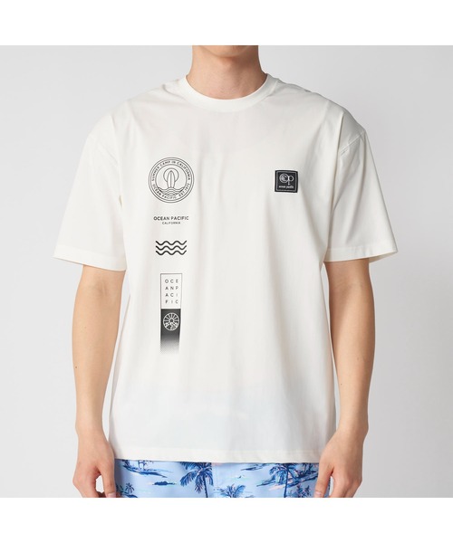 Ocean Pacific(オーシャンパシフィック)の「Ocean Pacific オーシャンパシフィック UVカット 接触冷感 ストレッチ ロゴプリント 半袖 Tシャツ(Tシャツ/カットソー・メンズ・ダークブルー/ホワイト/バーガンディー/ブラック・M/L/LL)」の2枚目の写真