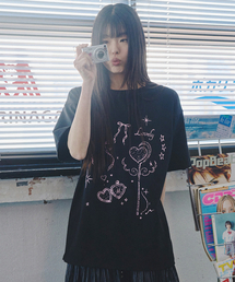 ミユ ラブリー チャーム オーバーサイズ 半袖Tシャツ ブラック