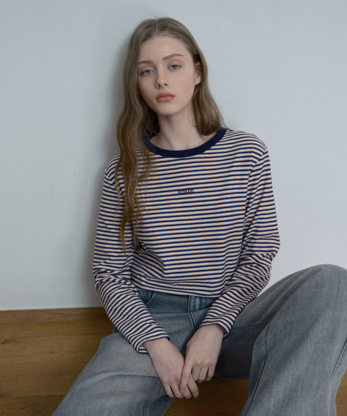 MIND BRIDGE WOMEN（マインドブリッジウーマン）の「[W]オーバーサイズストライプTシャツ - 2カラー（Tシャツ/カットソー・レディース・ネイビー/ブラウン・66/55）」の3枚目の写真