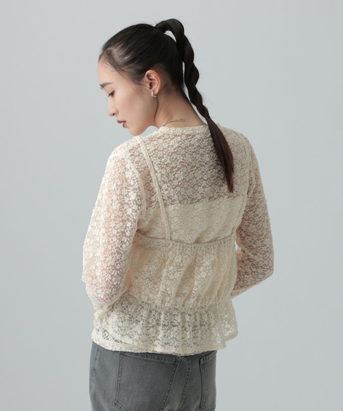 LEPSIM（レプシィム）の「レースキャミ長袖プルオーバー《2点セット》　639400（Tシャツ/カットソー・レディース・ライトグレー/ブラック/アイボリー・FREE）」の7枚目の写真