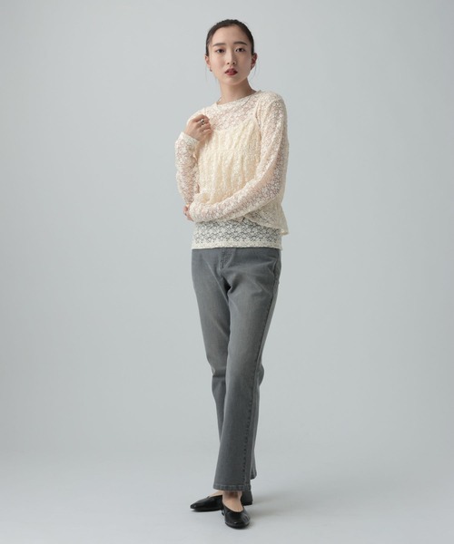 LEPSIM（レプシィム）の「レースキャミ長袖プルオーバー《2点セット》　639400（Tシャツ/カットソー・レディース・ライトグレー/ブラック/アイボリー・FREE）」の8枚目の写真