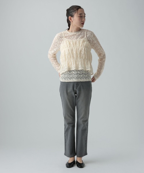 LEPSIM（レプシィム）の「レースキャミ長袖プルオーバー《2点セット》　639400（Tシャツ/カットソー・レディース・ライトグレー/ブラック/アイボリー・FREE）」の9枚目の写真