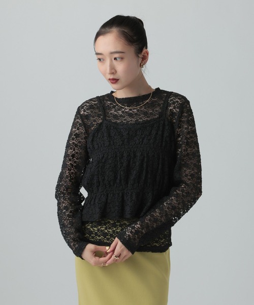 LEPSIM（レプシィム）の「レースキャミ長袖プルオーバー《2点セット》　639400（Tシャツ/カットソー・レディース・ライトグレー/ブラック/アイボリー・FREE）」の11枚目の写真