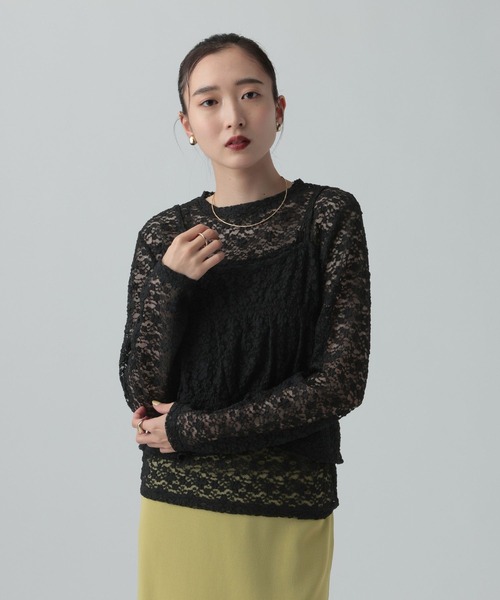 LEPSIM（レプシィム）の「レースキャミ長袖プルオーバー《2点セット》　639400（Tシャツ/カットソー・レディース・ライトグレー/ブラック/アイボリー・FREE）」の12枚目の写真