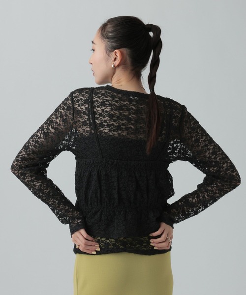 LEPSIM（レプシィム）の「レースキャミ長袖プルオーバー《2点セット》　639400（Tシャツ/カットソー・レディース・ライトグレー/ブラック/アイボリー・FREE）」の13枚目の写真