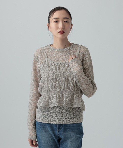 LEPSIM（レプシィム）の「レースキャミ長袖プルオーバー《2点セット》　639400（Tシャツ/カットソー・レディース・ライトグレー/ブラック/アイボリー・FREE）」の17枚目の写真