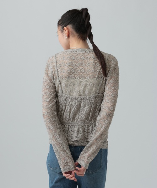 LEPSIM（レプシィム）の「レースキャミ長袖プルオーバー《2点セット》　639400（Tシャツ/カットソー・レディース・ライトグレー/ブラック/アイボリー・FREE）」の19枚目の写真