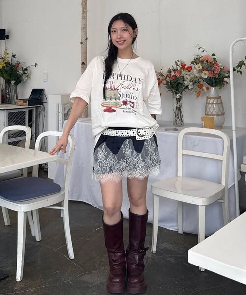 ambler(エムブラー)の「ハッピーバースデー グラフィック 半袖Tシャツ AS1301 (アイボリー)(Tシャツ/カットソー・レディース・その他・SMALL/MEDIUM/LARGE)」の2枚目の写真
