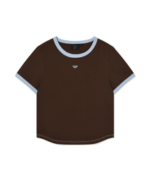 COVERNAT | ウィメンズベイビーフィットリンガーTシャツブラウン(Tシャツ/カットソー)