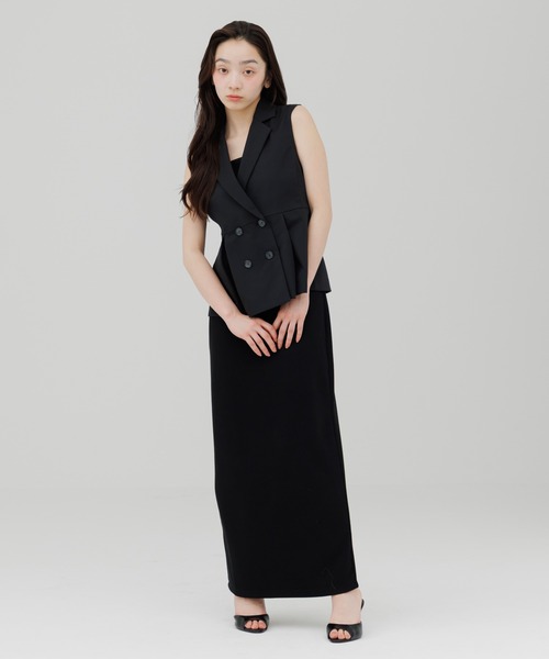 SENEE(セニー)の「tailored trench gilet(テーラードトレンチジレ)(ベスト・レディース・ベージュ/ブラック・FREE)」の10枚目の写真