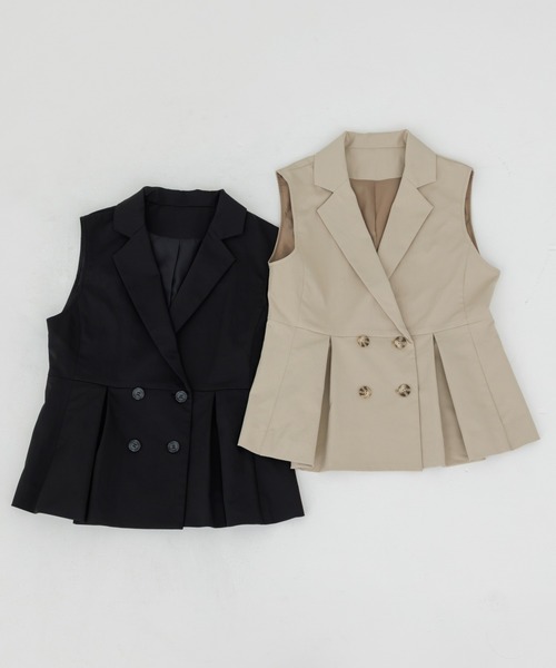 SENEE(セニー)の「tailored trench gilet(テーラードトレンチジレ)(ベスト・レディース・ベージュ/ブラック・FREE)」の3枚目の写真