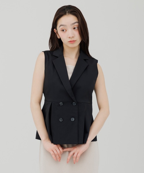 SENEE(セニー)の「tailored trench gilet(テーラードトレンチジレ)(ベスト・レディース・ベージュ/ブラック・FREE)」の5枚目の写真