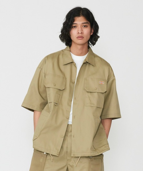 Dickies（ディッキーズ）の「Dickies/ディッキーズ G.W.C ショートスリーブワークシャツ/Tシャツ/半袖（シャツ/ブラウス・メンズ・ヘザーグレー/ベージュ・MEDIUM/LARGE/X-LARGE）」の15枚目の写真