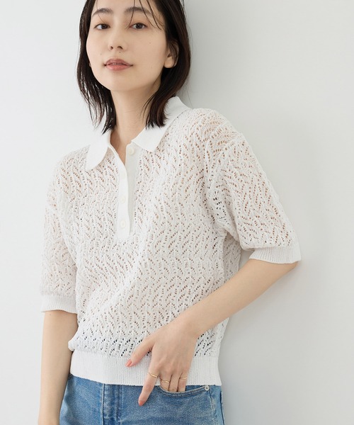 ROPE' PICNIC(ロペピクニック)の「レースポロニット(ニット/セーター・レディース・ネイビー/ミント/ホワイト・FREE)」の11枚目の写真