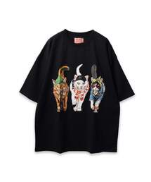 CORISCO（コリスコ）の「【CORISCO】 度詰め天竺キャットプリントTEE ネコプリント（Tシャツ/カットソー）」