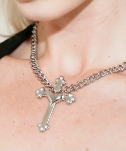 Heaven Sent(ヘブンセント)の「【HeavenSent】Faithless Chain / 【ヘブンセント】ハートクロスネックレス(ネックレス・レディース・シルバー・ONE SIZE)」の1枚目の写真
