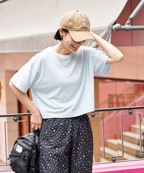 FREAK'S STORE(フリークスストア)の「<汗ジミ防止> 天竺コンパクトクロップドTシャツ/遮熱/UVカット(Tシャツ/カットソー・レディース・サックスブルー/ブラウン/オフホワイト/チャコール・フリ-)」の21枚目の写真