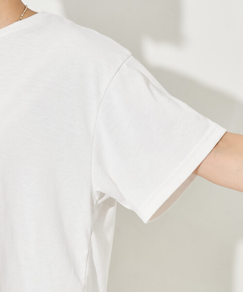 FREAK'S STORE(フリークスストア)の「<汗ジミ防止> 天竺コンパクトクロップドTシャツ/遮熱/UVカット(Tシャツ/カットソー・レディース・サックスブルー/ブラウン/オフホワイト/チャコール・フリ-)」の6枚目の写真