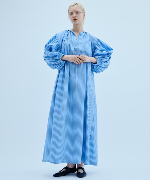 PERNA(ペルナ)の「ストライプハーフスリーブボリュームワンピース(ワンピース・レディース・ピンク/ブルー・MEDIUM/LARGE)」の15枚目の写真