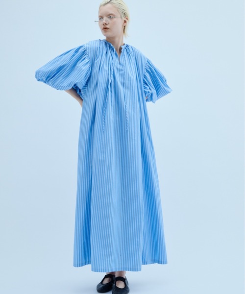 PERNA(ペルナ)の「ストライプハーフスリーブボリュームワンピース(ワンピース・レディース・ピンク/ブルー・MEDIUM/LARGE)」の18枚目の写真