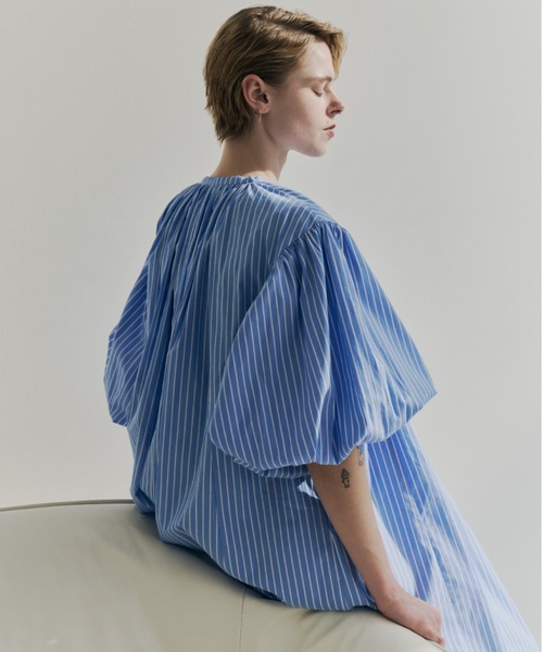 PERNA(ペルナ)の「ストライプハーフスリーブボリュームワンピース(ワンピース・レディース・ピンク/ブルー・MEDIUM/LARGE)」の14枚目の写真