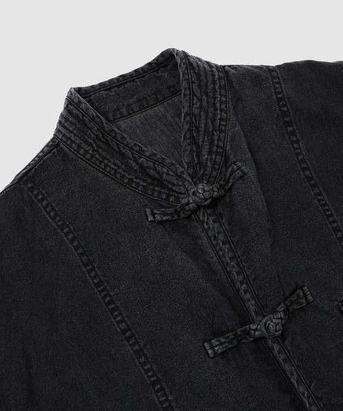 PORTER CLASSIC（ポータークラシック）の「BLACK LINEN CHINESE JACKET（その他アウター・メンズ・ブラック・3）」の3枚目の写真