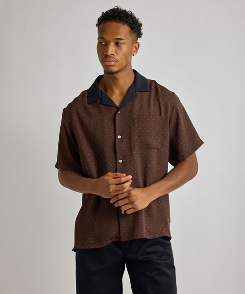 Saturdays NYC（サタデーズ ニューヨークシティ ）の「Hester Dot Print Open Collar SS Shirt（シャツ/ブラウス・メンズ・ネイビー/ダークブラウン・L/M/XL/S）」の2枚目の写真