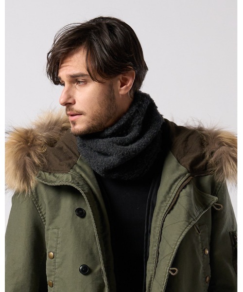 wjk（ダヴルジェイケイ）の「fancy yarn knit snood（ネックウォーマー/スヌード・メンズ・ブラック/ホワイト/チャコールグレー・FREE）」の3枚目の写真