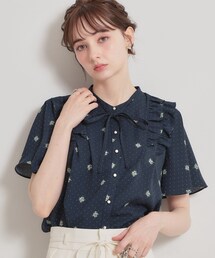 【洗える】ドットフラワー ブラウス