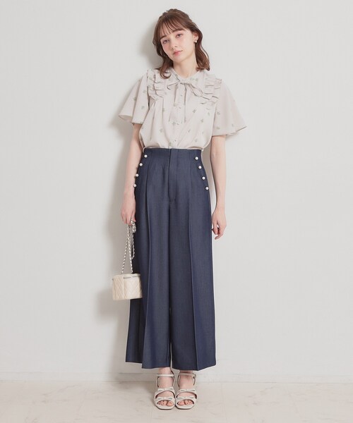 couture brooch（クチュールブローチ）の「【洗える】ドットフラワー ブラウス（シャツ/ブラウス・レディース・ブルー系その他/ダークグレー/ライトグレー・42/40/38/36）」の10枚目の写真