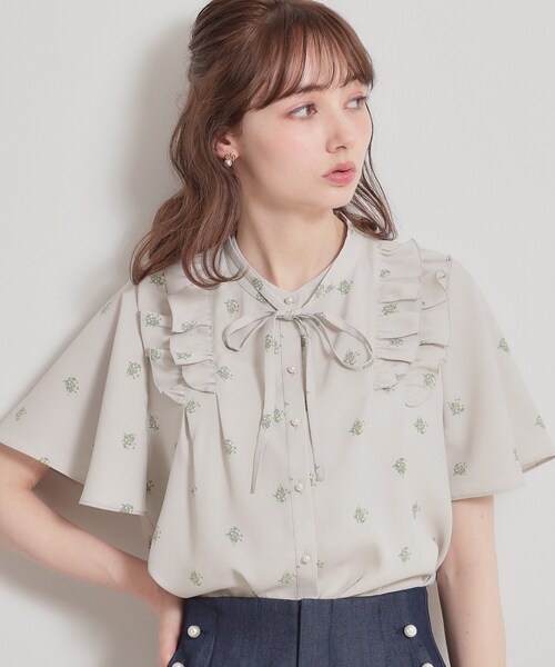 couture brooch（クチュールブローチ）の「【洗える】ドットフラワー ブラウス（シャツ/ブラウス・レディース・ブルー系その他/ダークグレー/ライトグレー・42/40/38/36）」の14枚目の写真
