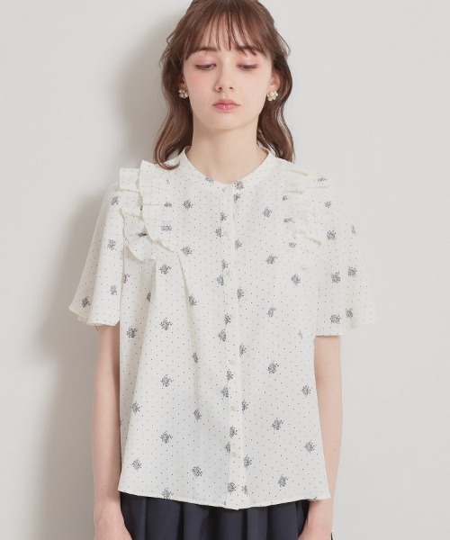 couture brooch（クチュールブローチ）の「【洗える】ドットフラワー ブラウス（シャツ/ブラウス・レディース・ブルー系その他/ダークグレー/ライトグレー・42/40/38/36）」の7枚目の写真