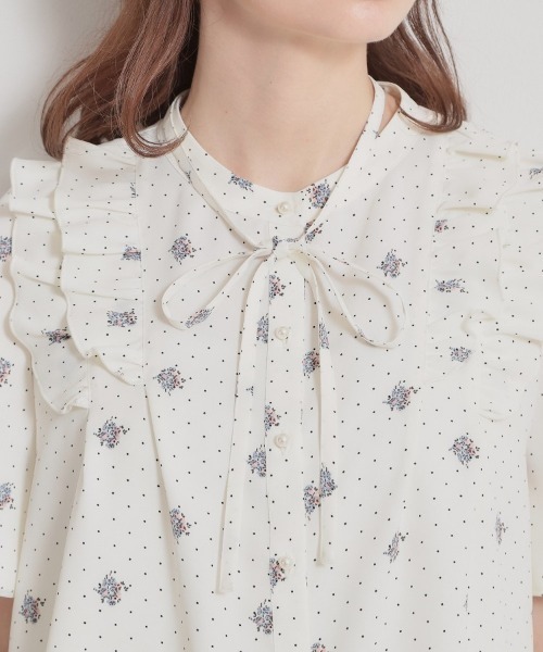 couture brooch（クチュールブローチ）の「【洗える】ドットフラワー ブラウス（シャツ/ブラウス・レディース・ブルー系その他/ダークグレー/ライトグレー・42/40/38/36）」の8枚目の写真