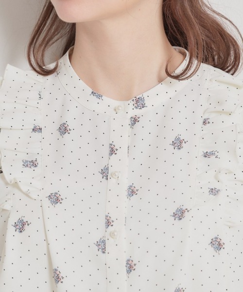 couture brooch（クチュールブローチ）の「【洗える】ドットフラワー ブラウス（シャツ/ブラウス・レディース・ブルー系その他/ダークグレー/ライトグレー・42/40/38/36）」の9枚目の写真