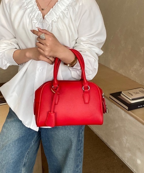 yuue' ( wear )（ユーイ）の「2WAYスクエアミニボストンバッグ/ペットボトル収納可（ボストンバッグ・レディース・ブラック/レッド/ダークブラウン/アイボリー・FREE）」の21枚目の写真